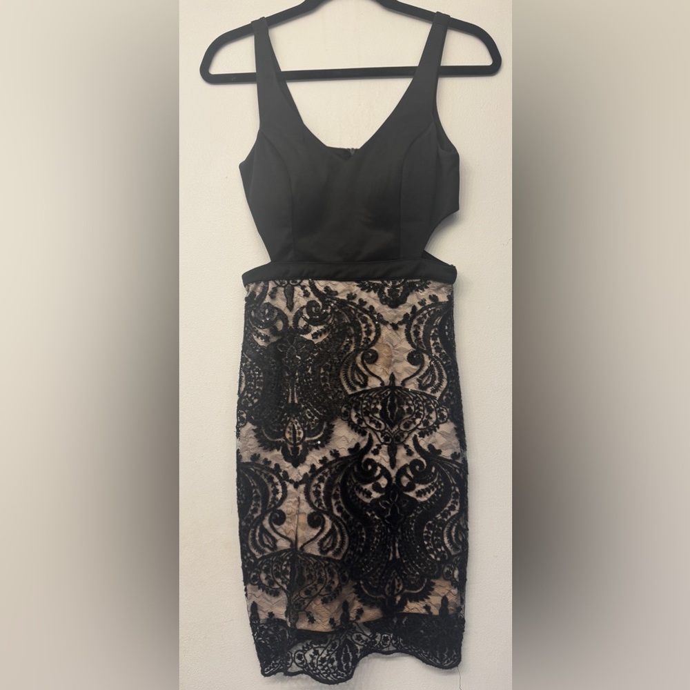 Sequin hearts, size 5 black mini dress
